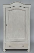 ARMOIRE, 183cm H x 98cm W x49cm D, 19th century French traditionally grey painted with arched