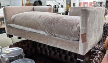 SOFA, neutral velvet upholstered, 200cm W approx.