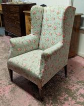 WING ARMCHAIR, early 20th century Edwardian with Cath Kidston fabric upholstery, 69cm W.