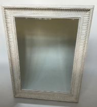 WALL MIRROR, rectangular French style grey painted with fluted beaded frame, 125cm x 95cm.