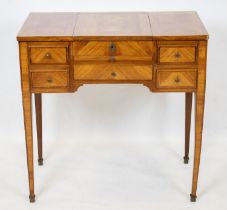 POUDREUSE, 74cm H x 75cm W x 44cn D, 119cm open, early 20th century French tulipwood and marquetry