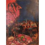 IN THE MANNER OF MARC CHAGALL, oil on canvas, 84cm H x 69cm W, Ivor Bailey Rees-Roberts (1915-2001).