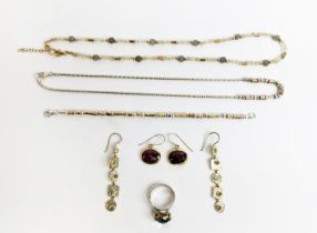 A COLLECTION OF YARON MORHAM JEWELLERY, including crystal bead necklace, silver gilt necklace,