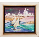 KEN DAVIS 'Abu Dhabi', oil on board, 51cm x 61cm, framed.