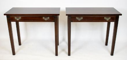 WRITING TABLES, 72cm H x 82cm W x 43cm D, a pair, Georgian mahogany, each with frieze drawer. (2)