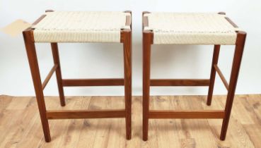 STOOLS, a pair, 1960's Danish inspired design, each 39cm D x 50cm W x 68cm H.