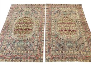 FINE PAIR OF PERSIAN KERMAN RUGS, 197cm x 135cm, 19th century Mille-Fleurs design. (2)