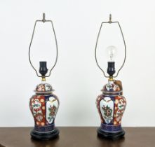 IMARI STYLE TABLE LAMPS, a pair, hand finished, 55cm H x 14cm. (2)