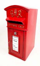POST BOX, George IV style, cast iron with Royal cipher in red painted finish with key, 58cm H x 39cm
