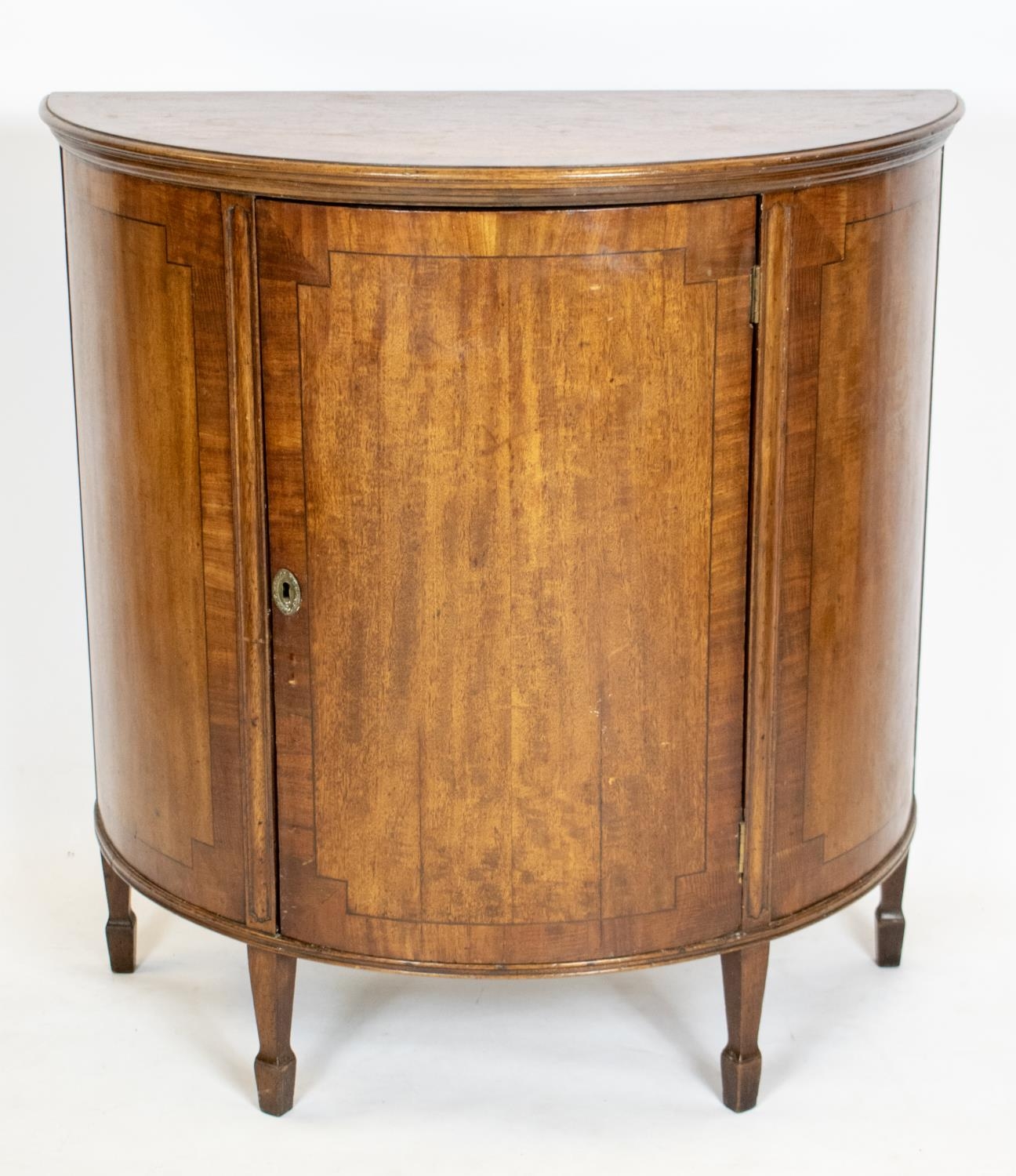 DEMI LUNE CABINET, 96cm H x 93cm x 46cm, 19th century mahogany with single door.