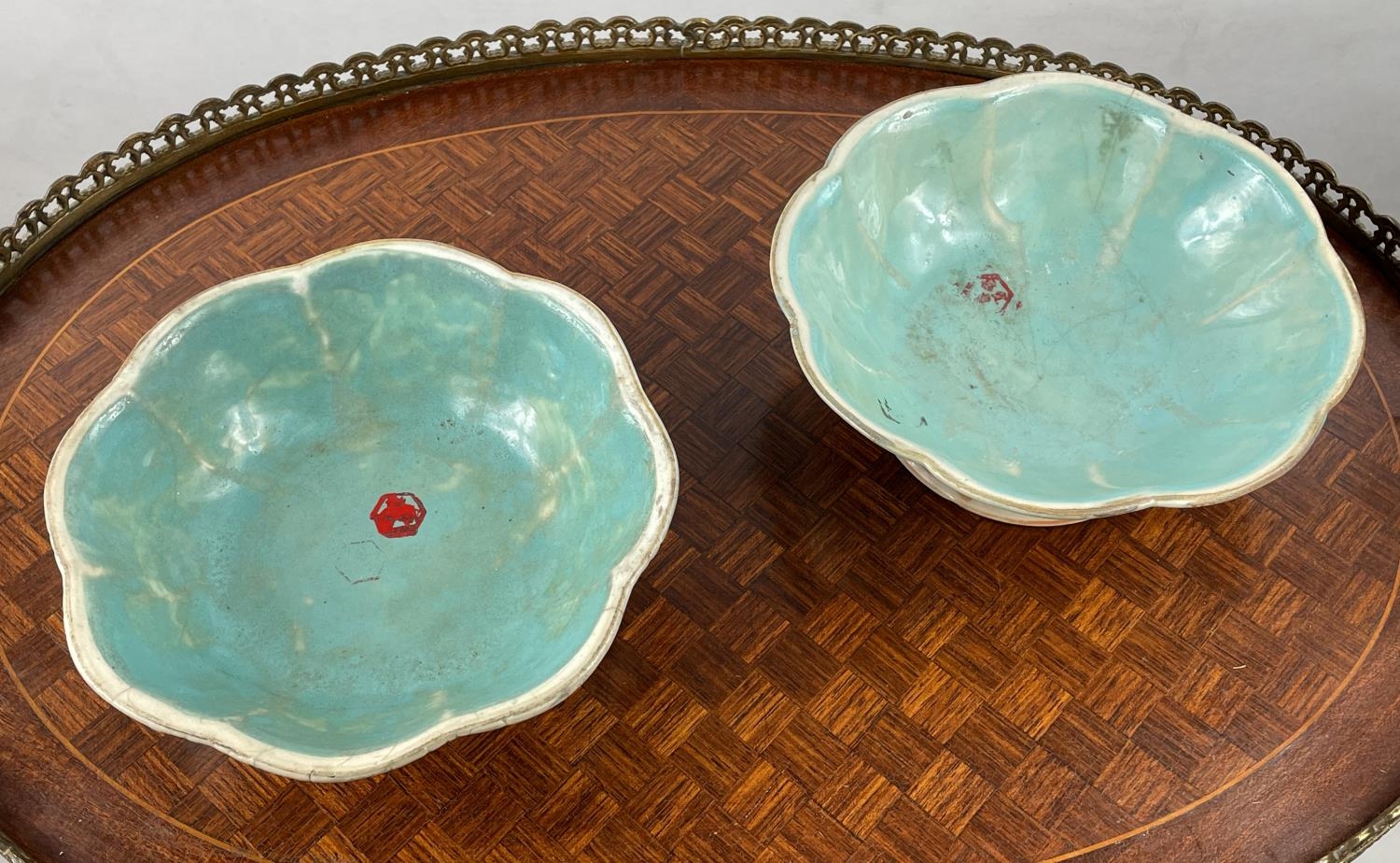 CHINESE FAMILLE ROSE BOWLS, a pair, 19th century along with a blue and white scrolling foliate - Image 4 of 10
