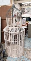 BIRD CAGE, in white painted wood, 155cm H x 70cm W.