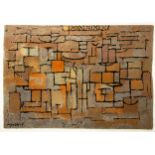 RARE AXMINSTER PURE NEW WOOL RUG/WALL HANGING AFTER PIET MONDRIAN, Composition in grey and yellow,