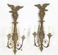 WALL SCONCES, a pair, giltwood, with eagle detail, each 86cm H x 35cm W. (2)