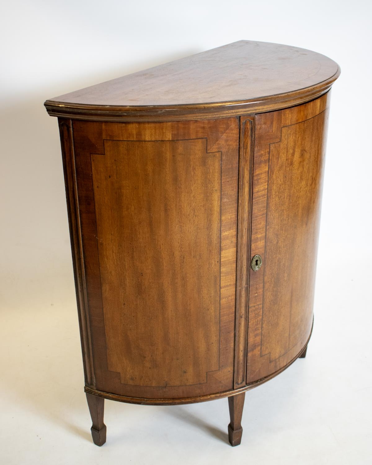 DEMI LUNE CABINET, 96cm H x 93cm x 46cm, 19th century mahogany with single door. - Bild 2 aus 5