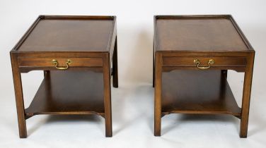 LAMP TABLES, 51cm H x 50cm W x 70cm D, a pair, Georgian style, each with real and opposing dummy