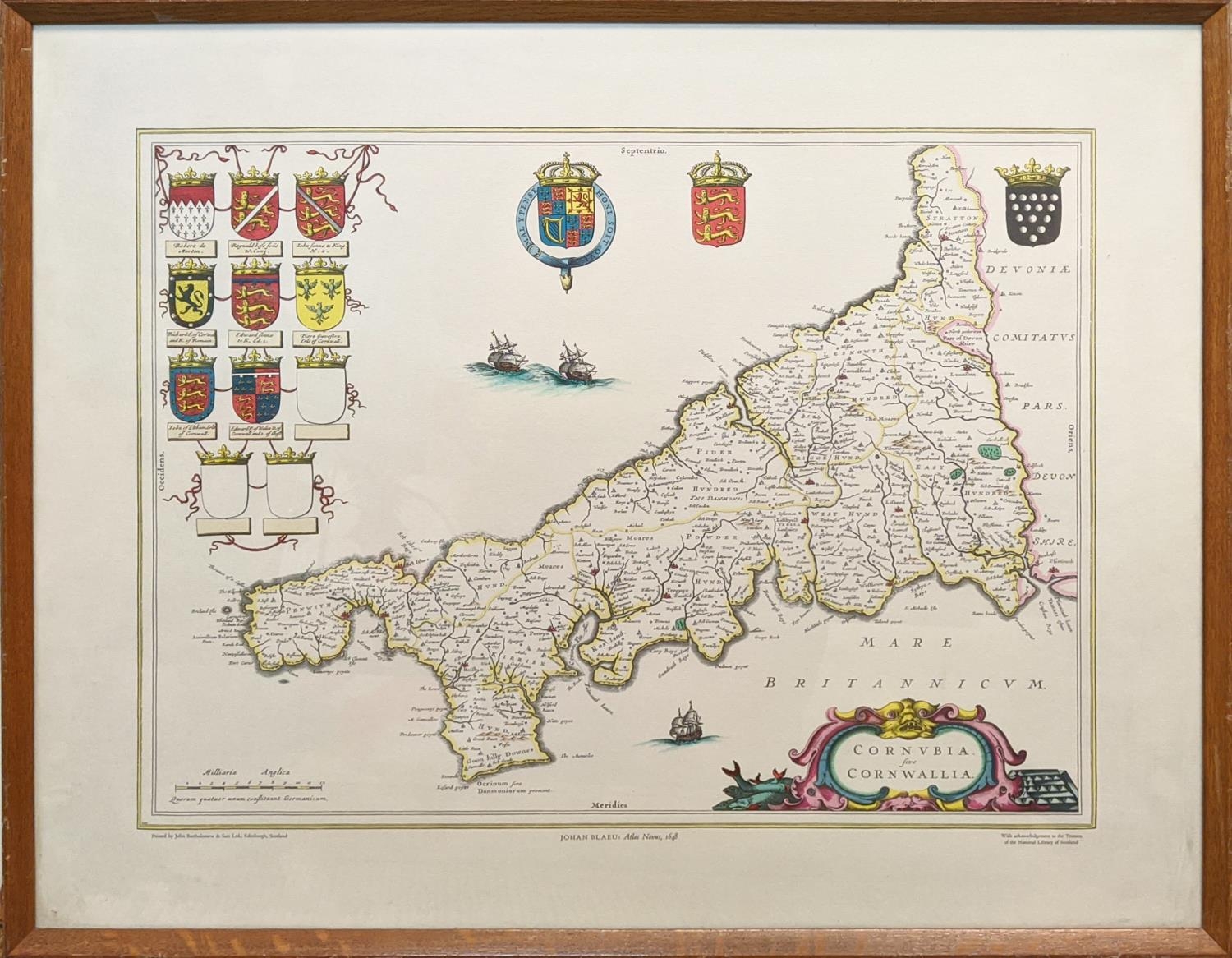 AFTER JOHANNES BLAEU 'Maps of Britain lithographs', 50cm x 60cm, framed. - Image 3 of 11