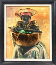 JOHN H SEABROOK (b.1935), 'Market seller', oil on canvas, 35cm x 27cm, signed, framed.