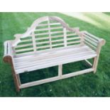 GARDEN BENCH, after Edwin Lutyens, 105cm high, 166cm wide, 60cm deep.