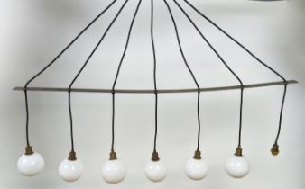 CEILING LIGHT, with hanging pendant shades, 131cm x 85cm drop approx.