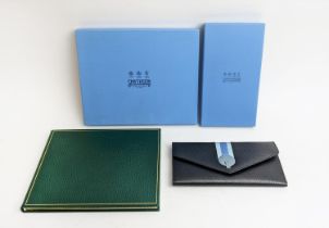 SMYTHSON DOCUMENT HOLDER, leather with front flap closure, 23cm x 12cm with matching passport holder