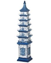 DELFTWARE STYLE PAGODA TULIP VASE, 90cm high, 19cm wide, glazed ceramic.