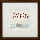 MANNER OF DAVID HOCKNEY 'Flowers', pastel on paper, indistinctly signed and dated 87, 30cm x 30.