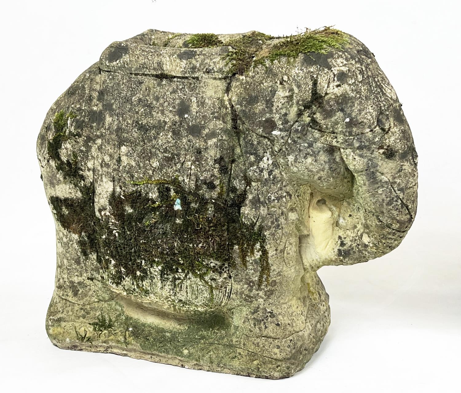 BURMESE ELEPHANT PILLAR STANDS, a pair, well leathered, 42cm H 50cn x 20cm. (2) - Image 3 of 9