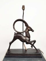 TABLE LAMP, in the form of a ram, 66.5cm.