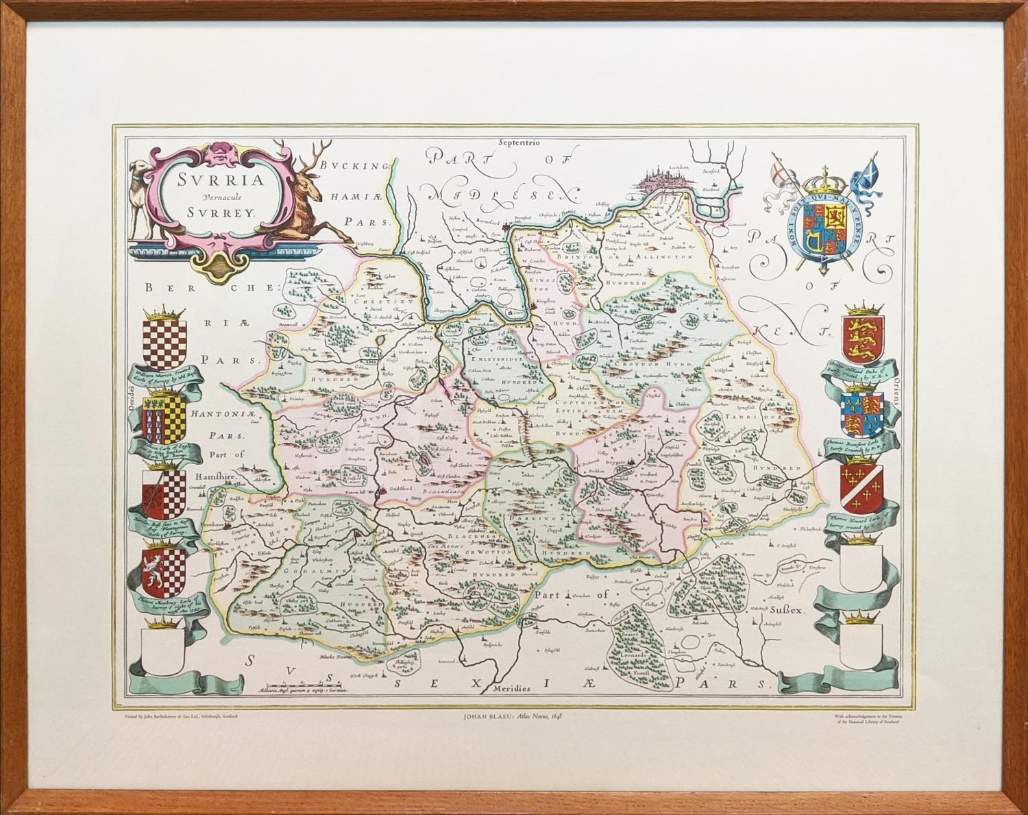 AFTER JOHANNES BLAEU 'Maps of Britain lithographs', 50cm x 60cm, framed. - Image 2 of 11