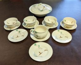 DINNER SERVICE, Royal Doulton, 'The coppice pattern', 1950's, 4 soup bowls, 4 saucers, 4 side