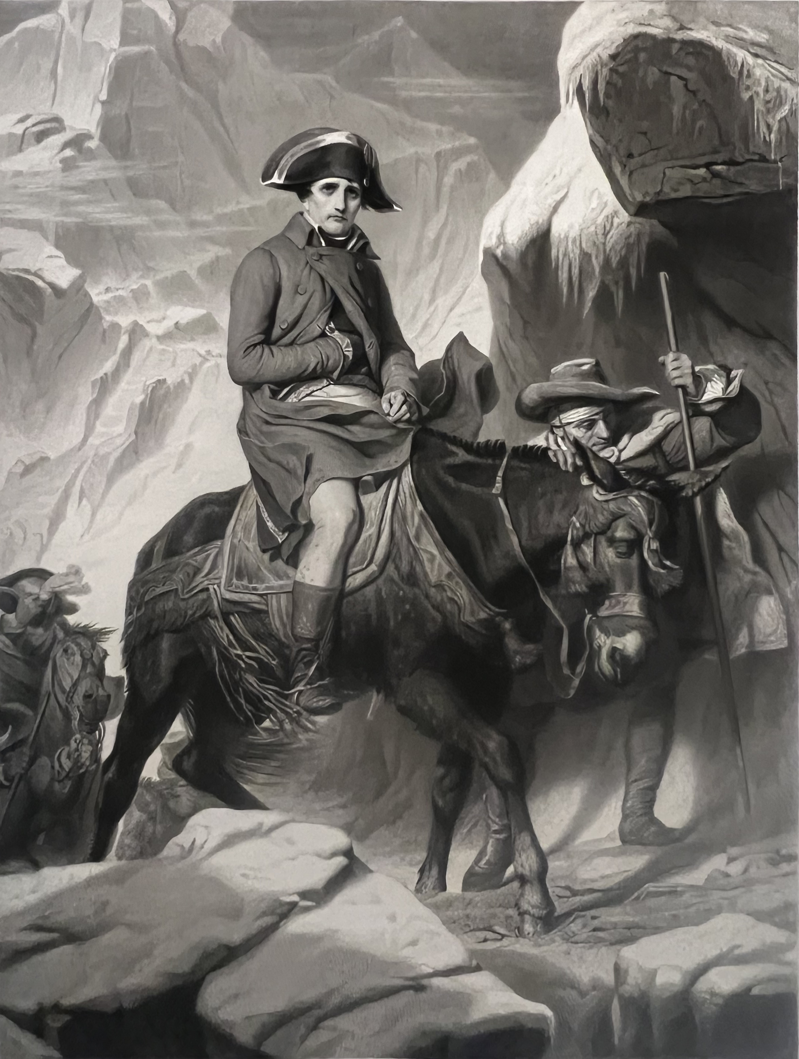 ALPHONSE FRANCOIS AFTER PAUL DELAROCHE, 'Napoleon crossing the Alps', engraving, 114cm x 94cm, - Image 2 of 9