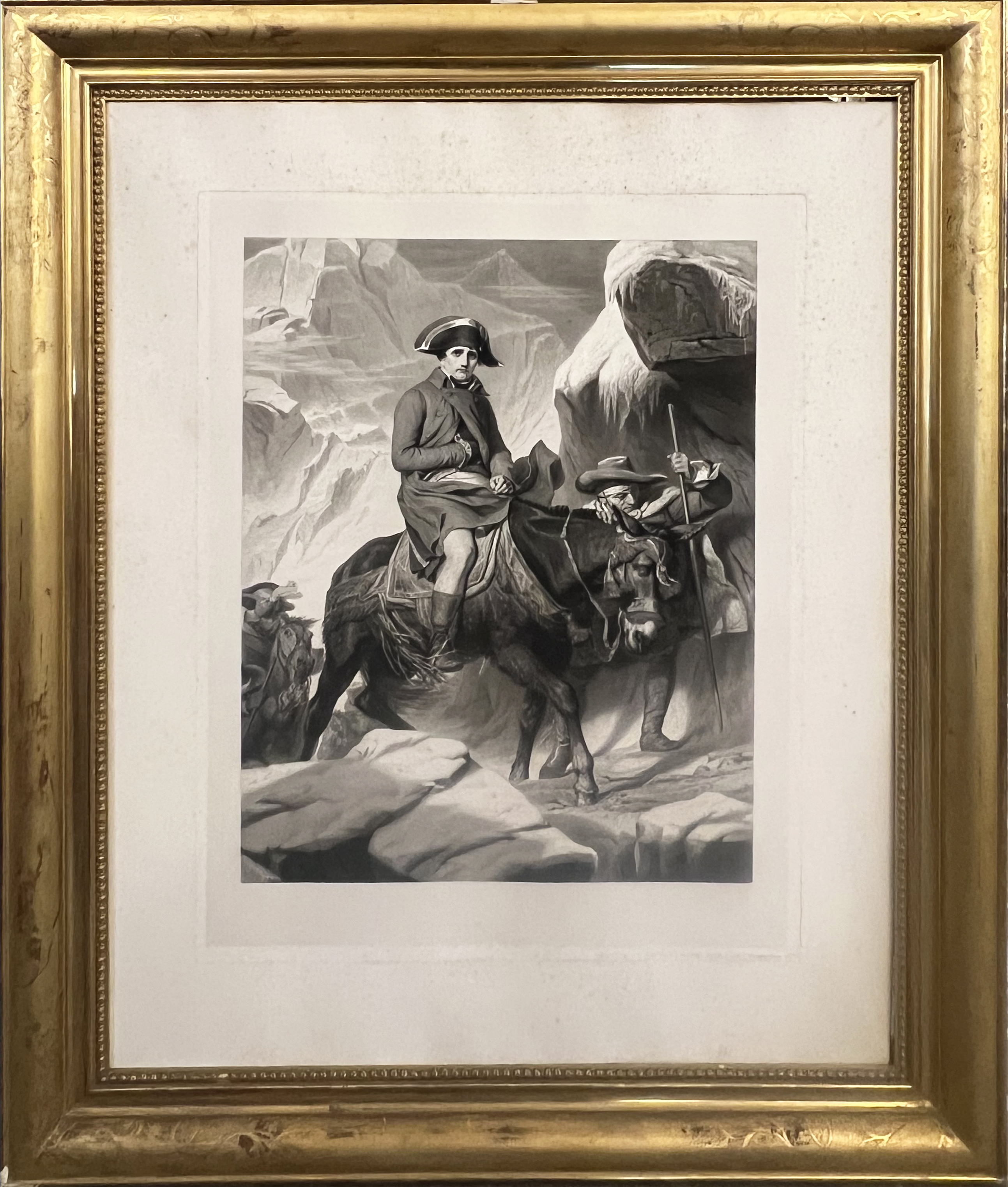 ALPHONSE FRANCOIS AFTER PAUL DELAROCHE, 'Napoleon crossing the Alps', engraving, 114cm x 94cm,