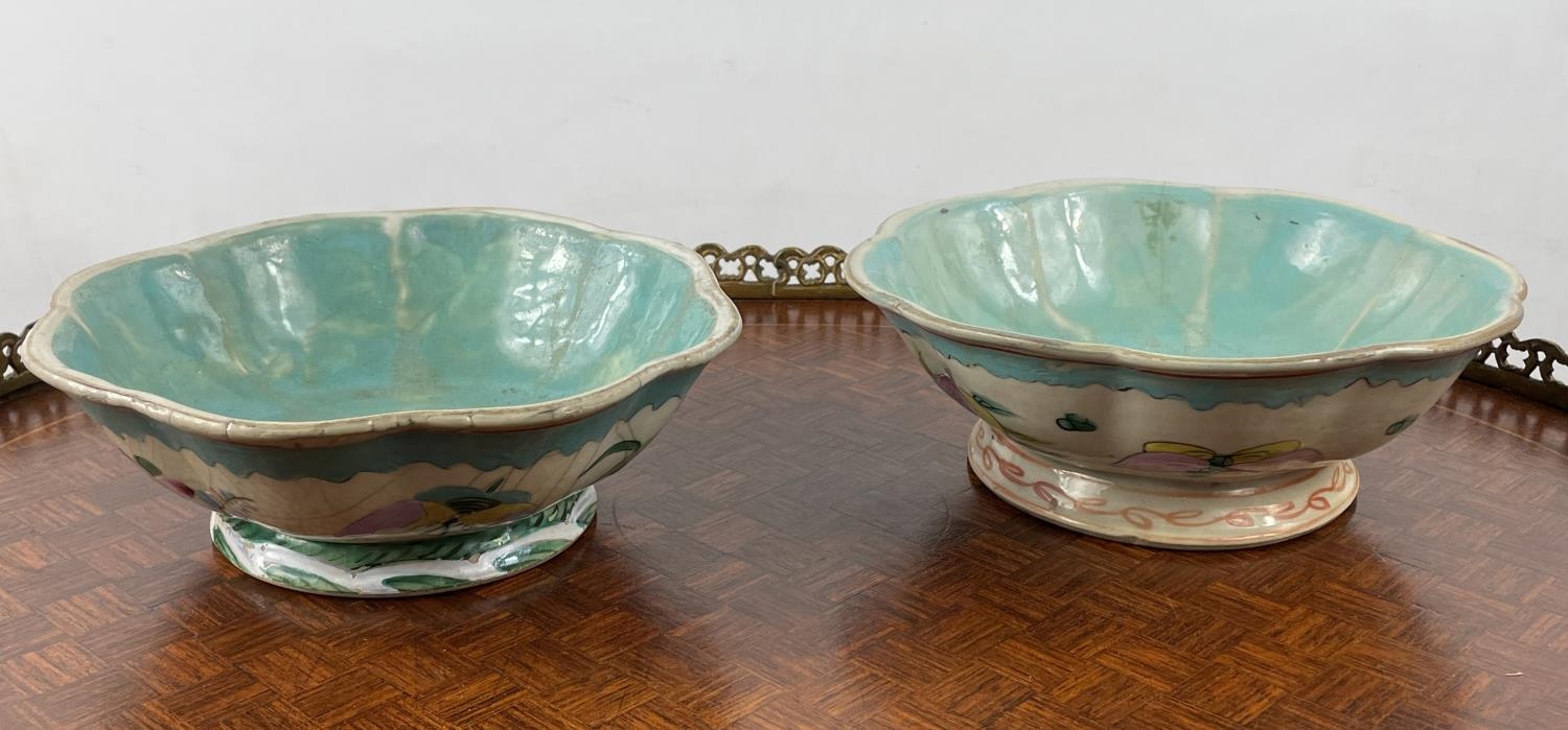 CHINESE FAMILLE ROSE BOWLS, a pair, 19th century along with a blue and white scrolling foliate - Image 2 of 10