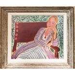 HENRI MATISSE, Jeune femme assise jaune, off set lithograph, signed in the plate, French vintage