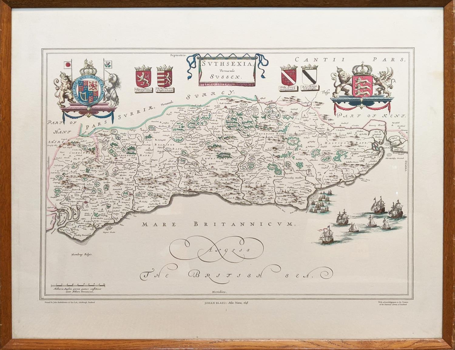 AFTER JOHANNES BLAEU 'Maps of Britain lithographs', 50cm x 60cm, framed. - Image 5 of 11