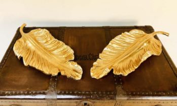 TRINKET DISHES, 7cm x 56cm x 23cm, a pair, foliate design, gilt finish. (2)