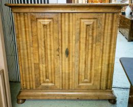 CUPBOARD, 137cm H x 143cm x 52cm, 18th century German walnut with two ogee moulded doors enclosing a