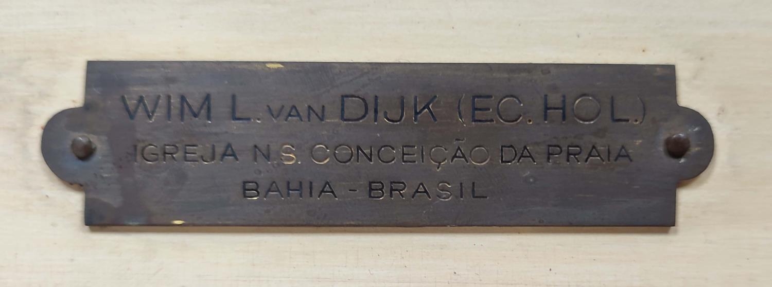 WIM L VAN DIJK (1915-1990) 'Bahia Brasil, Market Scene with Figures'. 103cm H x 86cm W, framed. - Image 2 of 3
