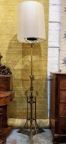 STANDING LAMP, Art Nouveau brass with telescopic height adjustment, 161cm lowest height including