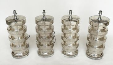 TABLE LAMPS, a set of four, Venetian style silvered mirrored glass, 56cm H. (4)