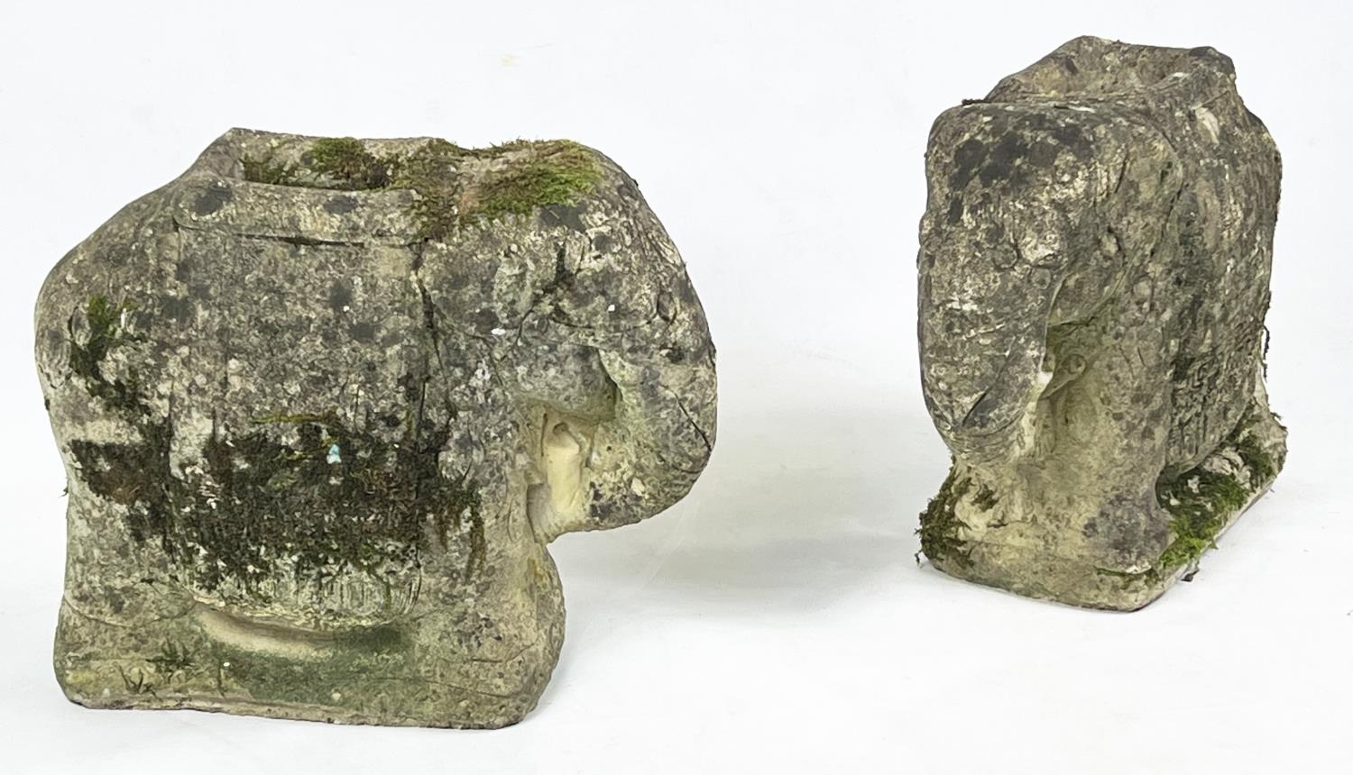 BURMESE ELEPHANT PILLAR STANDS, a pair, well leathered, 42cm H 50cn x 20cm. (2) - Image 5 of 9