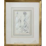 DAME LAURA KNIGHT, 'Montage of clowns', pencil, 30cm x 20cm, framed.