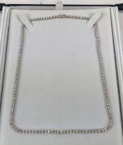 AN 18CT WHITE GOLD DIAMOND SET NECKLACE, set with approximately 140 round brilliant cut diamonds,