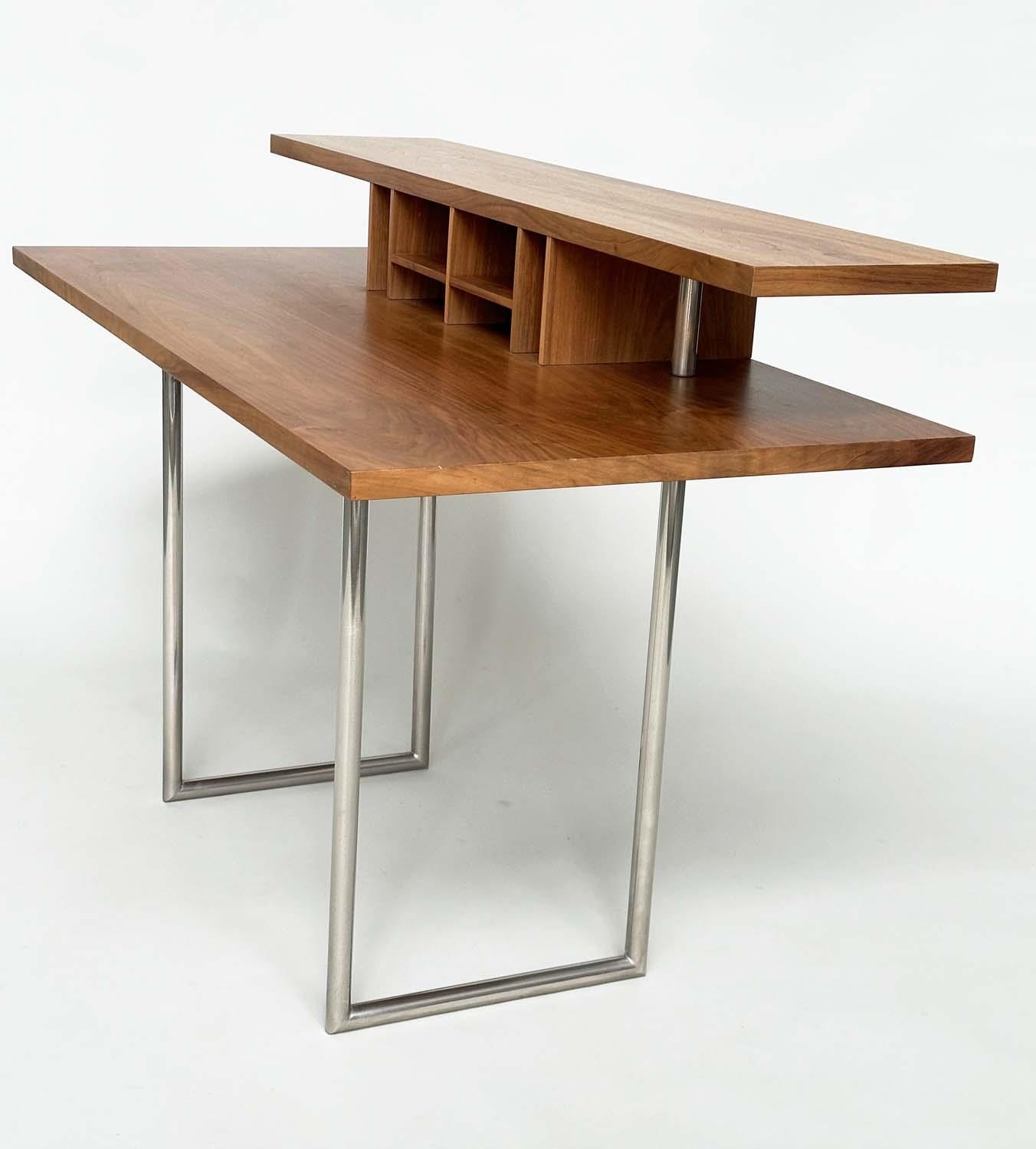 EILEEN DESK, by Sir Terence Conran, walnut with pigeon hole top and tubular chromed metal - Image 4 of 7