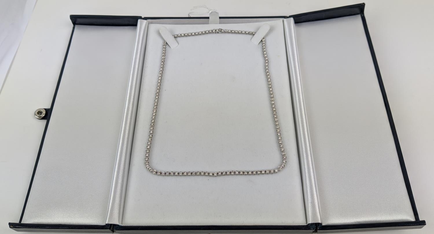 AN 18CT WHITE GOLD DIAMOND SET NECKLACE, set with approximately 140 round brilliant cut diamonds, - Image 7 of 7