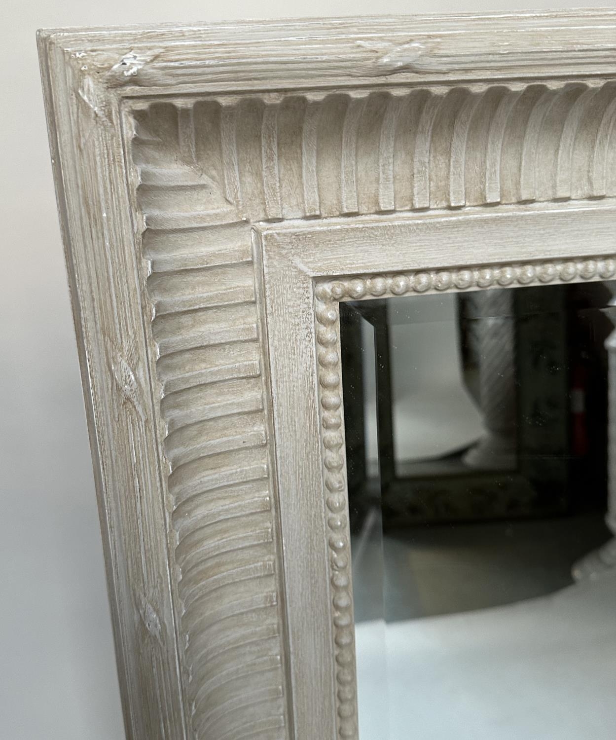 WALL MIRROR, rectangular French style grey painted with fluted beaded frame, 125cm x 95cm. - Image 5 of 5