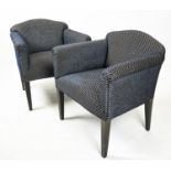 ARMCHAIRS, a pair, in Italian patterned blue velvet, 73cm H x 69cm W x 60cm D. (2)