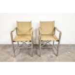 ARMCHAIRS, a pair, faux crocodile and polished metal, 51cm W. (2)