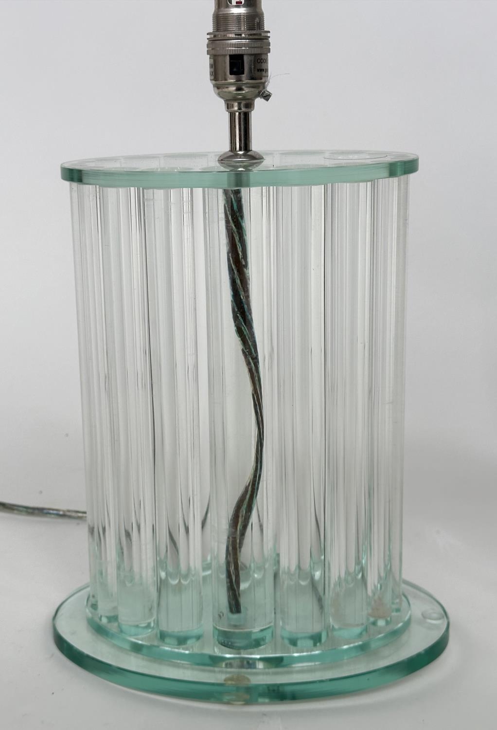 TABLE LAMPS BY GREEN APPLE, a pair, glass oval each with twenty graduated glass column supports, - Image 8 of 9